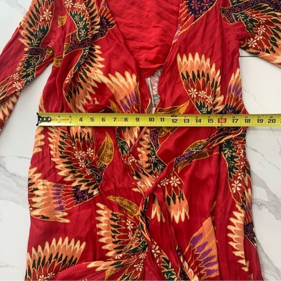 FARM Rio Jumpsuit Women Small Red Wonderful Deep V-Neck toucans Crop Ajustable - Picture 5 of 12